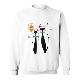 Retro Mid Century Modern Cool Cat Christmas Tshirt Sweatshirt - Monsterry