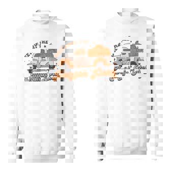 Retro Pumpkin Truck Meet Me At Pumpkin Patch Fall Halloween Men Women Sweatshirt Graphic Print Unisex - Thegiftio UK