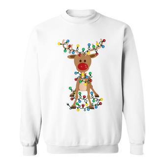 Rudolph Red Nose Reindeer Christmas Pajama Family T Men Women Sweatshirt Graphic Print Unisex - Thegiftio UK