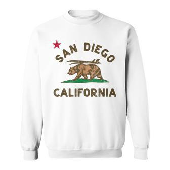 San Diego California Beach Flag Bear Surf Ca Vintage Sweatshirt | Mazezy