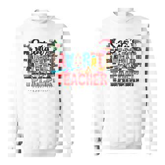 Santas Favorite Teacher Funny Teacher Christmas Pajamas Xmas V2 Men Women Sweatshirt Graphic Print Unisex - Thegiftio