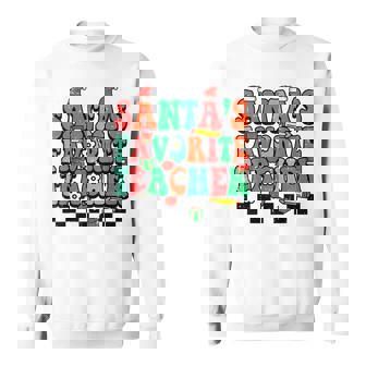Santas Favorite Teacher Retro Groovy Christmas Xmas Women V2 Men Women Sweatshirt Graphic Print Unisex - Thegiftio