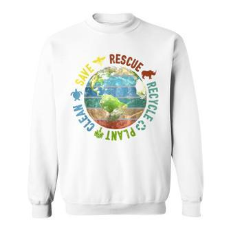 Save Bees Rescue Animals Recycle Plastics Earth Day Vintage Sweatshirt | Mazezy