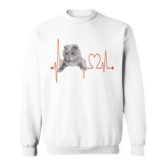 Schottische Katzen Herzschlag EKG Sweatshirt für Kätzchenliebhaber - Seseable