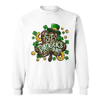 Shamrock Leopard Fun St Patricks Day Sweatshirt - Seseable