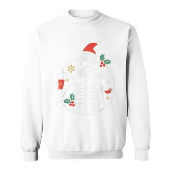 Skeleton Drink Coffee Latte Santa Hat Christmas Lights Xmas Men Women Sweatshirt Graphic Print Unisex - Seseable