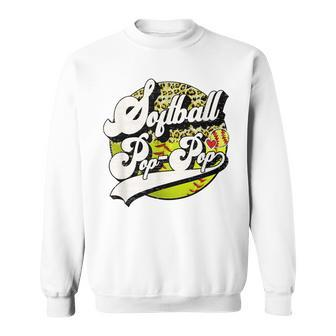 Softball Pop Pop Vintage Leopard Softball Family Matching Men Women Sweatshirt Graphic Print Unisex - Seseable