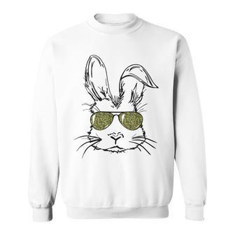 Sunglass Bunny Face Camouflage Happy Easter Day Sweatshirt | Mazezy