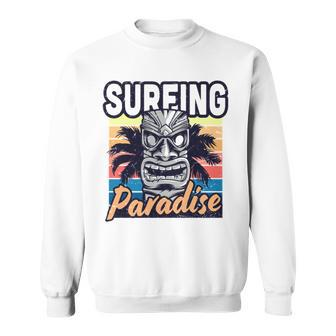 Surfing Paradise Vintage Hawaii Surfing Label Sweatshirt | Mazezy