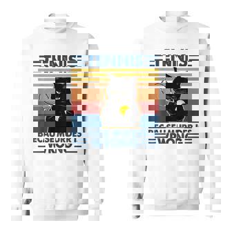 Tennis Because Murder Is Wrong Tennis Men Women Sweatshirt Graphic Print Unisex - Thegiftio