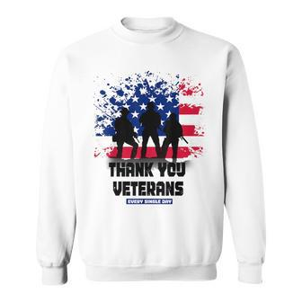 Thank You Veterans American Flag Distress Proud Military Men Women Sweatshirt Graphic Print Unisex - Thegiftio UK