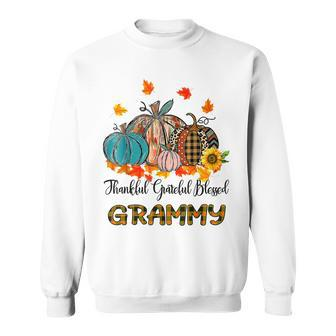 Thankful Grateful Blessed Grammy Pumpkins Thanksgiving V7 Men Women Sweatshirt Graphic Print Unisex - Thegiftio UK