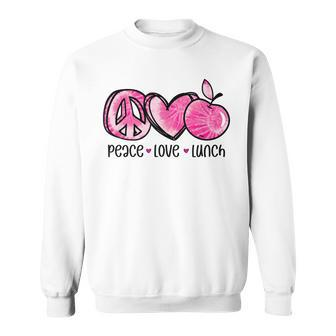 Tie Dye Lunch Lady Peace Love Lunch Cafeteria Squad Womens V3 Men Women Sweatshirt Graphic Print Unisex - Thegiftio UK