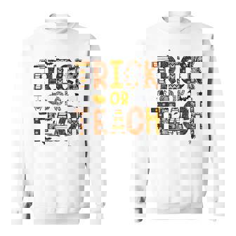 Trick Or Teach Funny Halloween Teacher Men Women Men Women Sweatshirt Graphic Print Unisex - Thegiftio