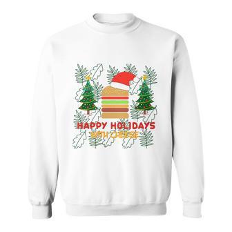 Ugly Christmas Sweater Burger Happy Holidays With Cheese V17 Sweatshirt - Monsterry