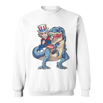 Uncle Sam Dinosaur T 4Th Of July T Rex Kids Boys Gifts Sweatshirt | Mazezy