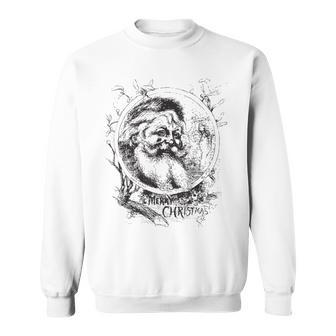 Vintage Christmas Santa Claus Face Old Fashioned Vintage Art Men Women Sweatshirt Graphic Print Unisex - Seseable