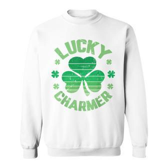 Vintage Lucky Charmer Shamrock St Patricks Day Sweatshirt | Mazezy