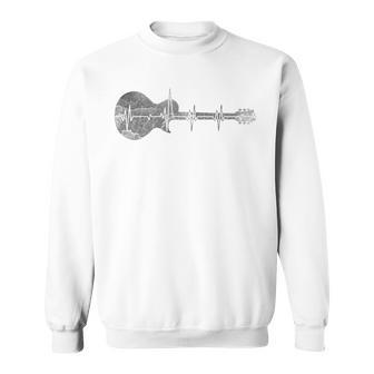 Vintage Retro Distressed Heartbeat Guitar Music Lover Gift Sweatshirt | Mazezy
