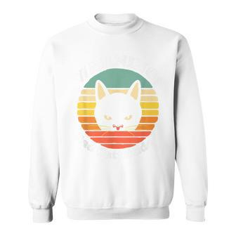 Warning Bad Cattitude Funny Annoyed Cat Sunset Retro Vintage Sweatshirt | Mazezy