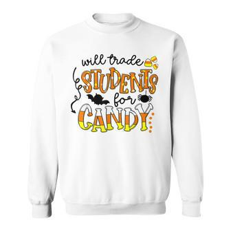 Will Trade Students For Candy Cute Teacher Halloween Costume Men Women Sweatshirt Graphic Print Unisex - Thegiftio UK