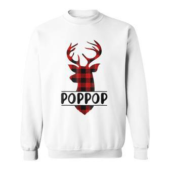 Xmas Buffalo Plaid Reindeer Poppop Family Christmas Sweatshirt