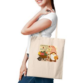 Funny Fall Gnomes Pumpkin Kisses And Harvest Wishes Tote Bag - Thegiftio UK