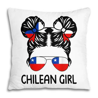 Chilean Girl Messy Hair Chile Pride Patriotic Womens Kids Pillow