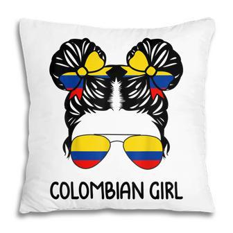 Colombian Girl Messy Hair Patriotic Colombia Pride Womens Pillow