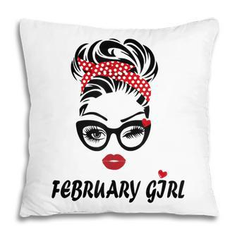 February Girl Wink Eye Woman Face Was Born In January Gift For Womens Pillow | Mazezy