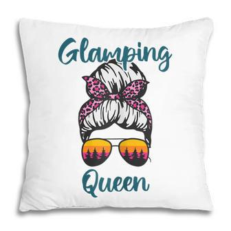 Funny Camping Hair Messy Bun Outdoor Glamping Queen Gift For Womens Pillow | Mazezy