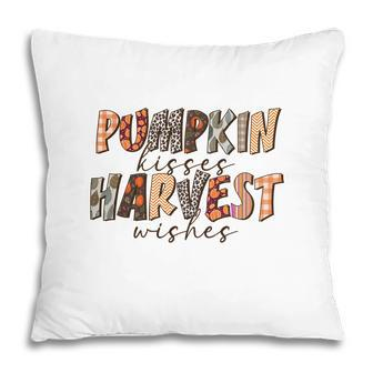 Funny Fall Pumpkin Kisses And Harvest Wishes Pillow - Thegiftio UK