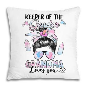 Funny Gender Reveal Keeper Of The Gender Grandma Loves You Pillow | Mazezy
