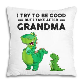 Funny I Try To Be Good But I Take After My Grandma Dinosaur Pillow | Mazezy