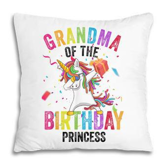 Grandma Of The Birthday Princess Gift Dabbing Unicorn Girl Pillow | Mazezy