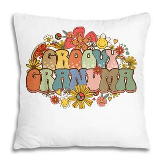 Groovy Grandma Vintage Colorful Flowers Design Grandmother Pillow | Mazezy