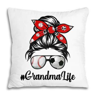 Hair Bun Classy Grandma Life Soccer Messy Bun Baseball Gift For Womens Pillow | Mazezy