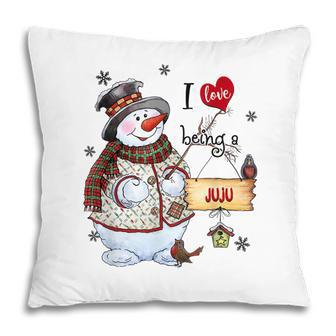 I Love Being A Juju Snowman Grandma Gift Pillow | Mazezy CA