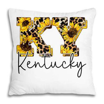 Kentucky Sunflower Leopard Print Gift Gift For Womens Pillow | Mazezy