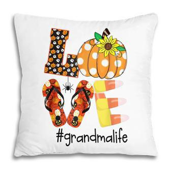 Love Grandma Life Halloween Sunflower Pillow | Mazezy
