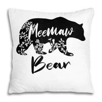 Mothers Day Gifts Cute Floral Meemaw Bear  For Mom Gift For Womens Pillow
