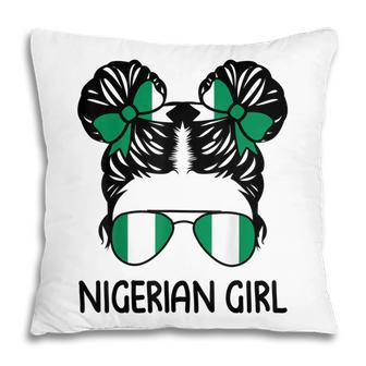 Nigerian Girl Messy Hair Nigeria Pride Patriotic Womens Kids Pillow