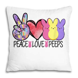 Peace Love Peeps Funny Easter Bunny Womens Kids Teacher Pillow