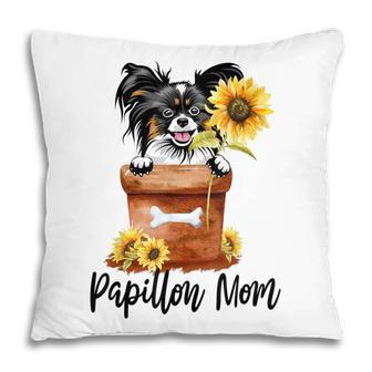Sunflower Papillon Mom Dog Lover Gifts Gift For Womens Pillow | Mazezy