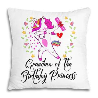 Unicorn Girl Grandma Of The Birthday Princess Grandma Flower Pillow | Mazezy
