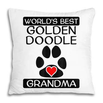 Worlds Best Goldendoodle Grandma Dog Paw Print Heart Pillow | Mazezy