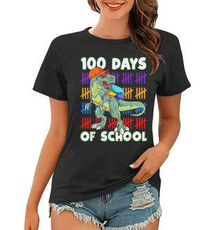 100 Days Of School Teacher Student Dinosaur Kid Toddler Boys Women T-shirt - Seseable