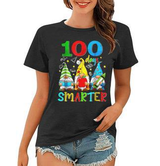 100 Days Smarter Cute Gnome Gift Teacher 100 Days Of School Women T-shirt - Seseable