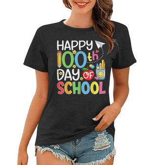 100Th Day Of School Teachers Students Kids Happy 100 Days Women T-shirt - Thegiftio UK
