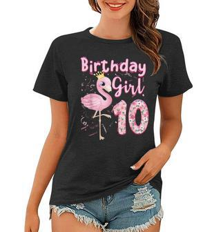 10Th Birthday Girls Flamingo 10 Years Old Tropical Flamingo Women T-shirt - Seseable